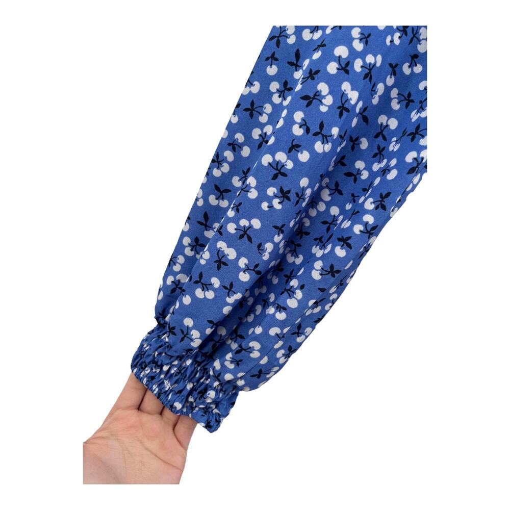 Eliza J Dress Floral Surplice neck long sleeve fit flare blue size 14 - Picture 4 of 11